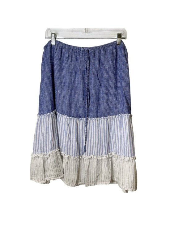 Rails Dresses & Skirts - Rails Womens Size L Skirt Blue White Striped Tiered Linen Blend Boho Cottage